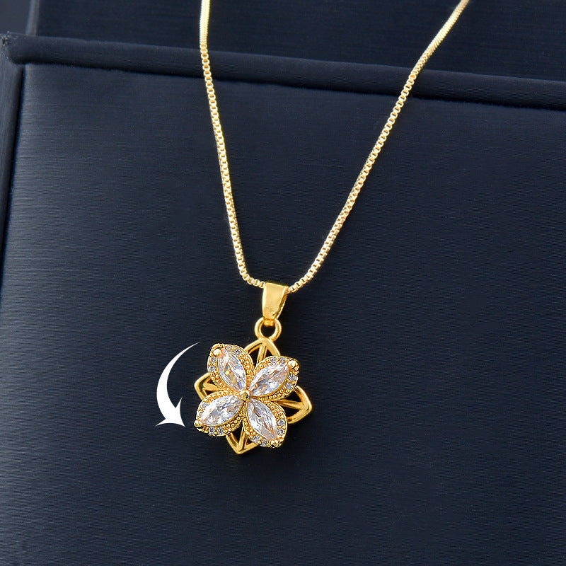 Rotating Clover Windmill Pendant Necklace